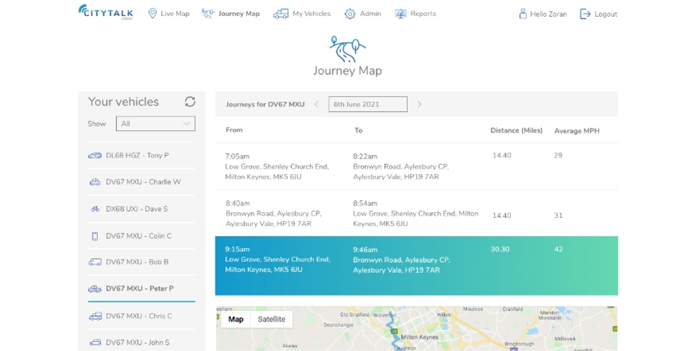 citytalk security vehicle tracking screen 5
