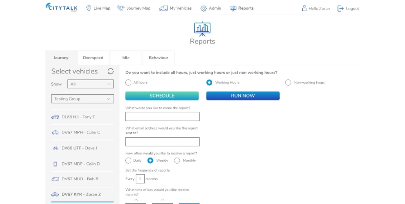 citytalk security vehicle tracking screen 1