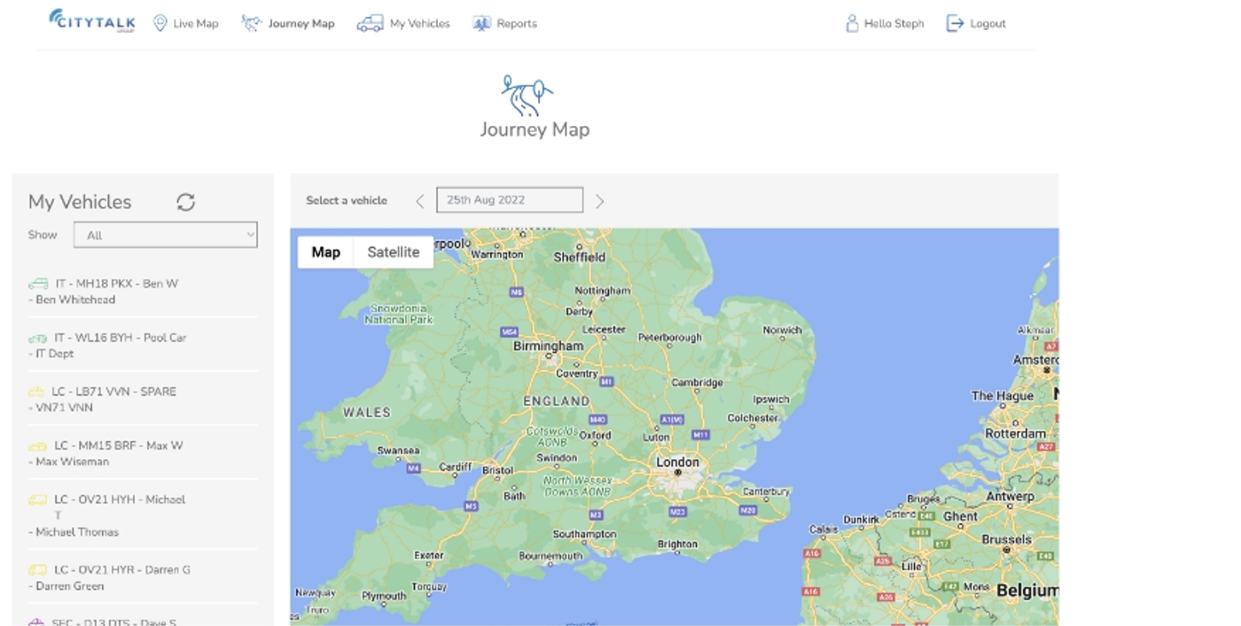 citytalk security vehicle tracking screen 3